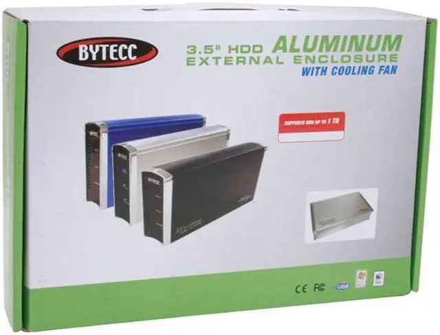 Alt view image 6 of 6 - BYTECC ME-747SU Black Aluminum 3.5" Black SATA USB 2.0 External Enclosure