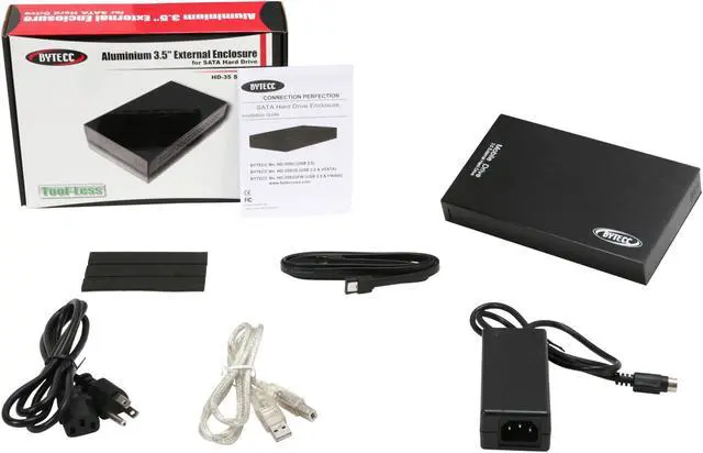 Alt view image 5 of 5 - BYTECC HD-35SUS-BK Aluminum 3.5" Black Easy Open SATA to USB 2.0/e-SATA Enclosure