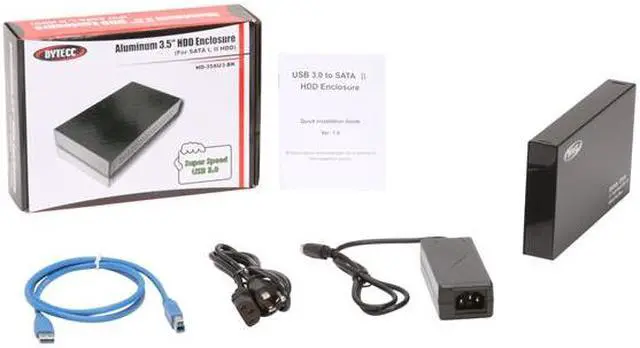 Alt view image 6 of 6 - BYTECC HD-35SU3-BK Aluminum 3.5" Black SATA I/II USB 3.0 External Enclosure