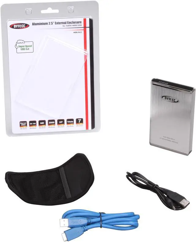 Alt view image 5 of 5 - BYTECC HD6-SU3 Aluminum 2.5" Silver SATA USB 3.0 External Enclosure
