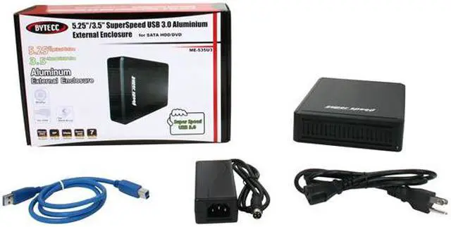 Alt view image 5 of 5 - BYTECC ME-535U3 Aluminum 5.25" & 3.5" Black SATA I/II USB 3.0 SuperSpeed Enclosure For SATA HDD/DVD