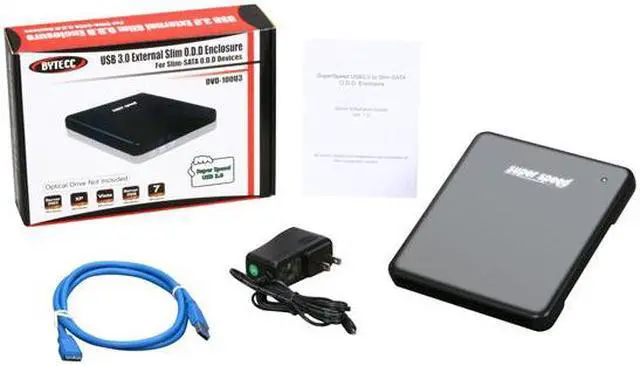 Alt view image 6 of 6 - BYTECC DVD-100U3 Plastic Black SATA I/II USB 3.0 USB 3.0 External Slim O.D.D. Enclosure for Slim-SATA O.D.D. Devices
