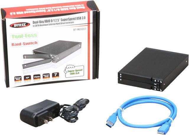 Alt view image 5 of 5 - BYTECC BT-M252U3 2.5" Black SATA I/II USB 3.0 2.5" Dual-Bay RAID 0/1 SuperSpeed USB 3.0 to Sata External Hard Drive Enclosure
