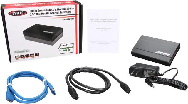 Alt view image 5 of 5 - BYTECC HD7-U3FW800 2.5" Black SATA USB 3.0 & Firewire 800 Mobile External Enclosure