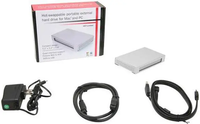 Alt view image 5 of 5 - BYTECC HD7-Limited Aluminum 2.5" Silver SATA USB 2.0/e-SATA/Firewire 400 & 800 External Enclosure