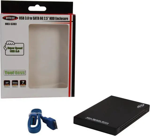 Alt view image 5 of 5 - BYTECC HD3-S3U3 Aluminum 2.5" Black SATA I/II/III USB 3.0 External Enclosure