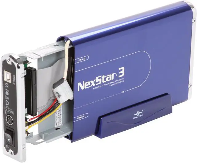 Alt view image 5 of 6 - Vantec NexStar 3 3.5" IDE to USB 2.0 External Hard Drive Enclosure (Midnight Blue) - Model NST-360U2-BL