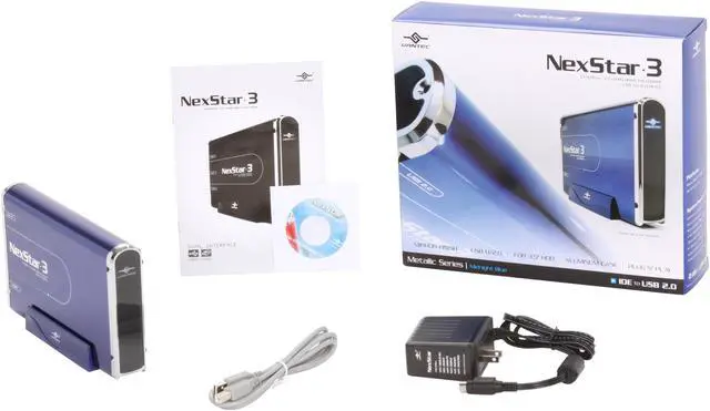 Alt view image 6 of 6 - Vantec NexStar 3 3.5" IDE to USB 2.0 External Hard Drive Enclosure (Midnight Blue) - Model NST-360U2-BL
