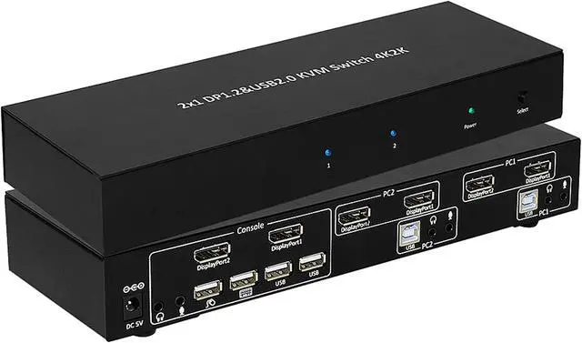 Main image of BYTECC KVM-DP201K 2x1 DP 1.2 & USB 2.0 KVM Switch 4K2K Support DP++