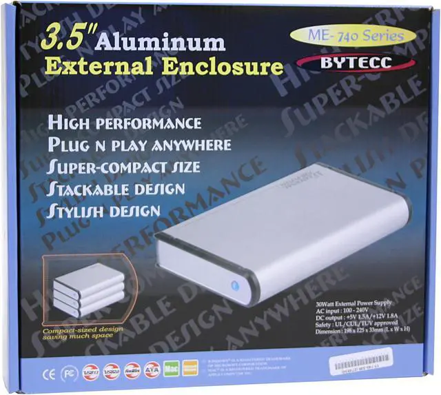 Alt view image 5 of 5 - BYTECC ME-740U2F Aluminum 3.5" IDE USB & 1394 External Enclosure