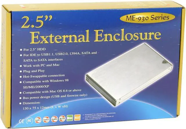 Alt view image 5 of 5 - BYTECC ME-930U2 Aluminum 2.5" IDE USB 2.0 External Enclosure