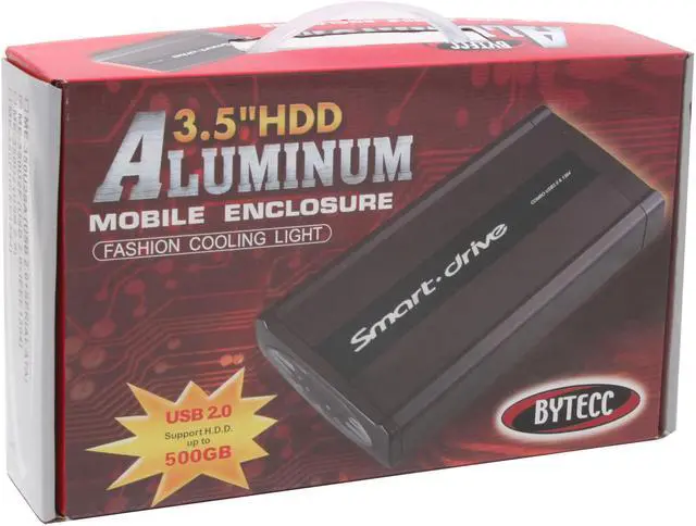 Alt view image 4 of 4 - BYTECC ME-350U2F(V3)-BK Aluminum 3.5" Black IDE USB & 1394 External Enclosure with Red/Blue flashing LED light
