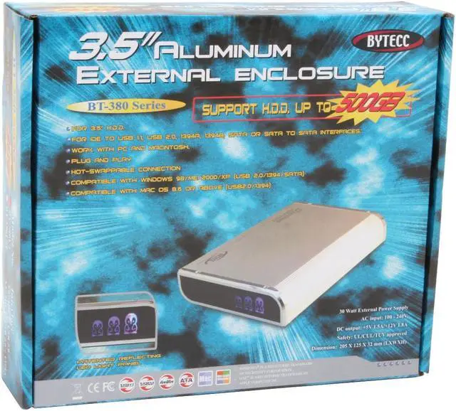 Alt view image 6 of 6 - BYTECC BT-380 U2 SILVER Aluminum 3.5" IDE USB 2.0 External Enclosure