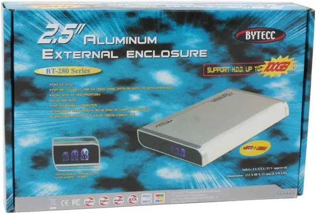 Alt view image 8 of 8 - BYTECC BT-280SATA COMBO(S) Aluminum 2.5" SATA USB & eSATA External Enclosure