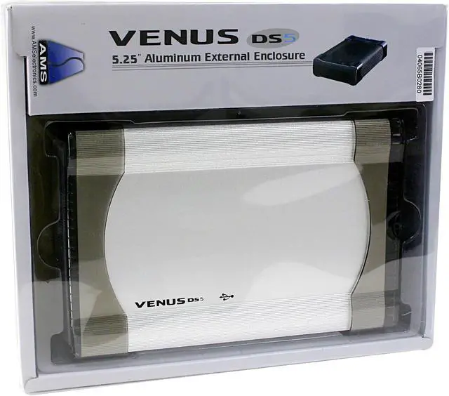 Alt view image 5 of 5 - AMS VENUS DS-2512B2 Aluminum 5.25" IDE USB 2.0 Silver External Enclosure