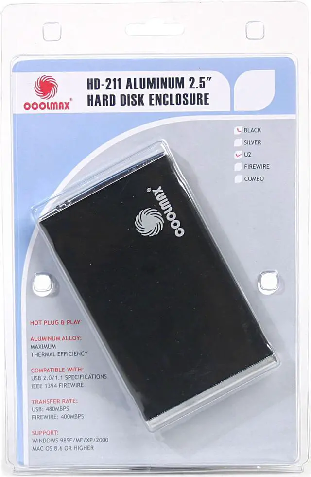 Alt view image 4 of 4 - COOLMAX HD-211B-U2 Aluminum 2.5" IDE USB 2.0 Black External Enclosure