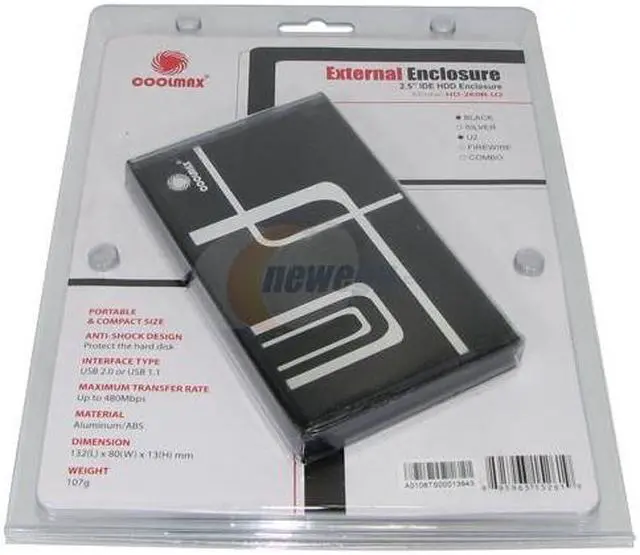 Alt view image 4 of 4 - COOLMAX HD-260B-U2 Aluminum / ABS 2.5" IDE ATA 100 USB 2.0 Black External Enclosure