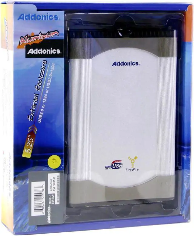 Alt view image 4 of 4 - Addonics AE5SACSUF Aluminum 5.25" SATA USB & 1394 External Enclosure - OEM