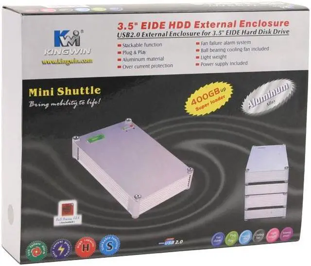 Alt view image 5 of 5 - KINGWIN MS-350U-S Aluminum alloy 3.5" IDE USB 2.0 External Enclosure