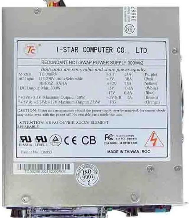 Alt view image 3 of 6 - iStarUSA TC-300R8 20+4Pin 2 x 300 W Redundant Power Supply - OEM