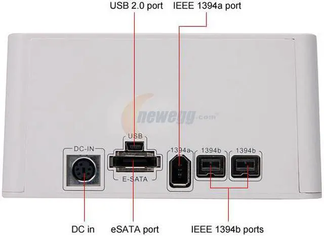 Alt view image 3 of 7 - iStarUSA XAGE902-SAUF Plastic (ABS) 2.5"/3.5" White SATA I/II USB2.0/ eSATA/ FireWire400/800 Docking Station