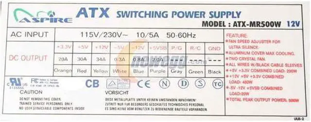 Alt view image 3 of 11 - APEVIA Concord ATX-MR500W 500 W ATX12V Power Supply