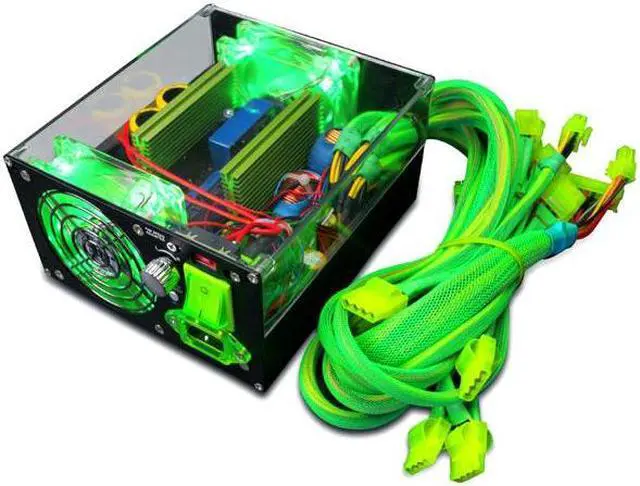 Alt view image 2 of 16 - APEVIA ICEBERG ATX-IB680W-GN 680 W ATX12V / EPS12V SLI Ready Power Supply With 3-Color LED Lights