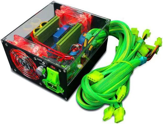 Alt view image 3 of 16 - APEVIA ICEBERG ATX-IB680W-GN 680 W ATX12V / EPS12V SLI Ready Power Supply With 3-Color LED Lights