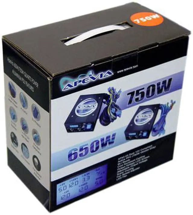 Alt view image 14 of 14 - APEVIA ATX-LCD750W 750 W ATX12V / EPS12V SLI Ready CrossFire Ready Power Supply