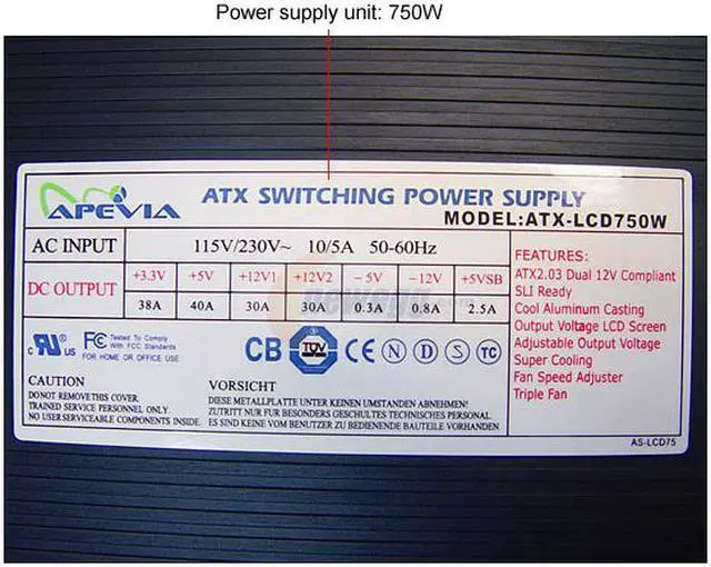 Alt view image 6 of 14 - APEVIA ATX-LCD750W 750 W ATX12V / EPS12V SLI Ready CrossFire Ready Power Supply