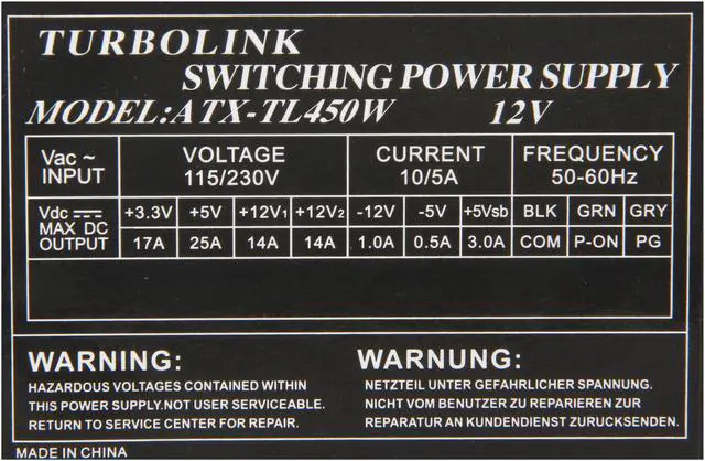 Alt view image 5 of 5 - APEVIA ATX-TL450W 450 Watts ATX12V Power Supply - OEM
