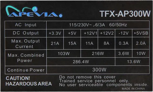 Alt view image 5 of 7 - APEVIA TFX-AP300W 300 W ATX12V Power Supply