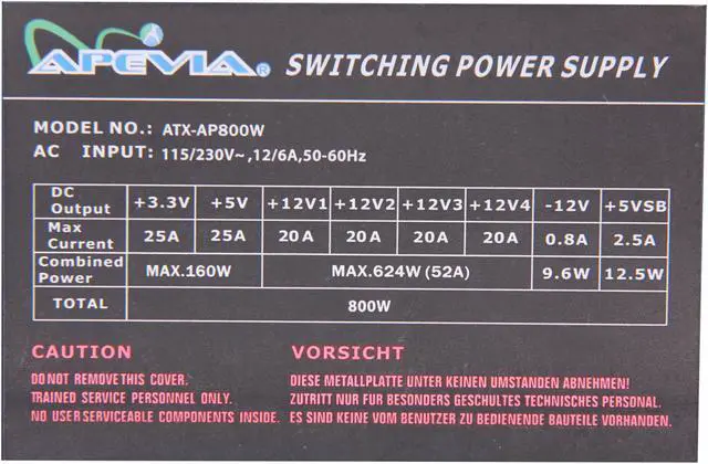 Alt view image 6 of 7 - APEVIA ATX-AP800W 800 W ATX12V / EPS12V SLI Ready CrossFire Ready Power Supply
