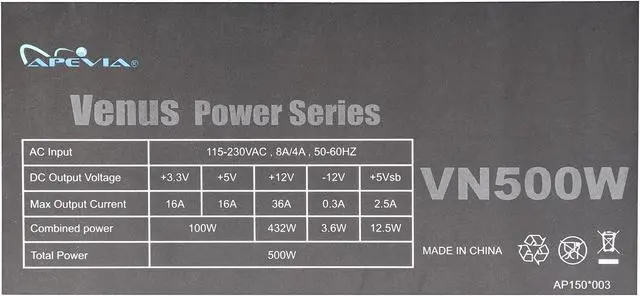 Alt view image 6 of 7 - APEVIA ATX-VN500W 500 W Intel ATX 12V Power Supply