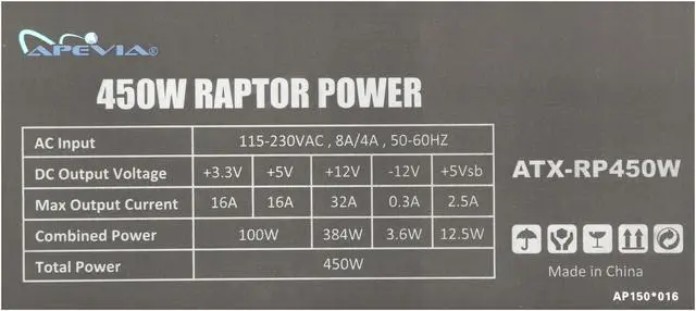 Alt view image 7 of 7 - APEVIA ATX-RP450W 450 W ATX12V Non-Modular Power Supply