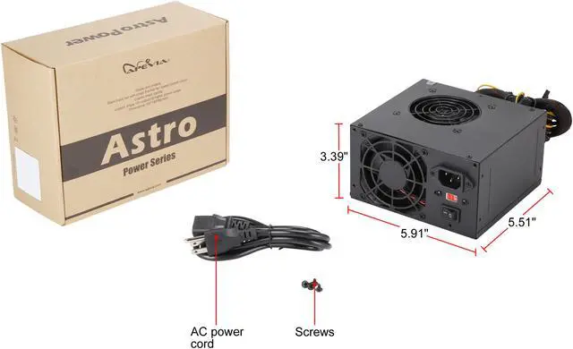 Alt view image 8 of 8 - APEVIA ATX-AD500W Astro 500W ATX Power Supply with Dual Auto-Thermally Controlled 80mm Fans, 115/230V Switch, All Protections