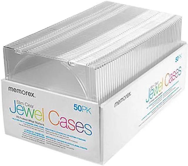 Main image of Memorex 01951 Slim CD Jewel Cases Clear, 50 Pack