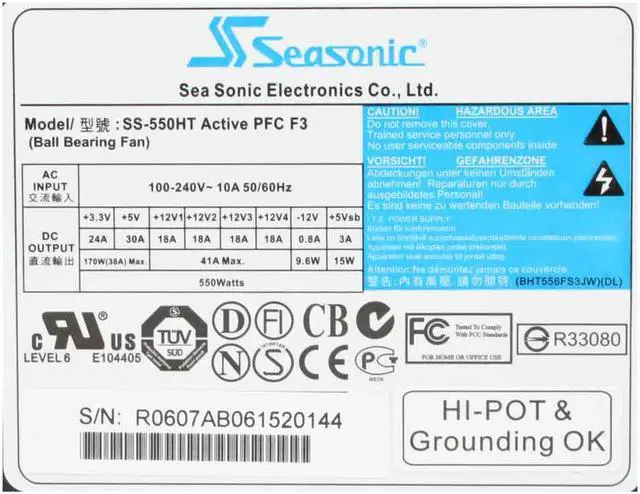 Alt view image 4 of 8 - SeaSonic S12 Energy Plus SS-550HT 550W ATX12V V2.3 / EPS12V V2.91 SLI Certified CrossFire Ready 80 PLUS Certified  Active PFC Power Supply