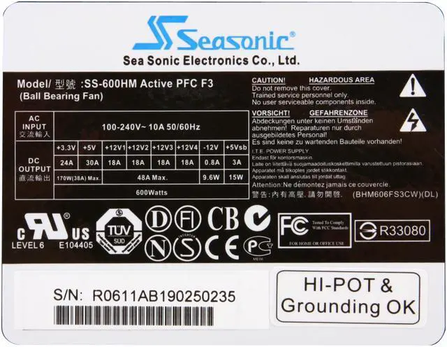 Alt view image 6 of 12 - SeaSonic M12 SS-600HM 600W ATX12V V2.3 / EPS12V V2.91 SLI Certified CrossFire Ready 80 PLUS Certified Modular Active PFC Power Supply