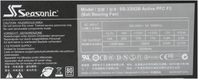 Alt view image 4 of 8 - SeaSonic S12 II SS-330GB 330W ATX12V V2.3 80 PLUS Certified Active PFC Power Supply