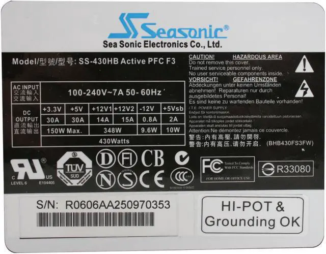 Alt view image 8 of 9 - SeaSonic S12 SS-430HB-OB 430 W ATX12V Active PFC Power Supply -Open Box