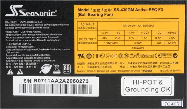 Alt view image 5 of 10 - SeaSonic M12II SS-430GM 430 W ATX12V 2.2 /EPS12V 2.91 SLI Ready CrossFire Ready 80 PLUS Certified Modular Active PFC Power Supply