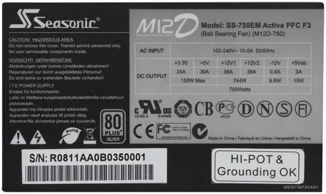 Alt view image 5 of 10 - SeaSonic M12D SS-750 750 W ATX12V V2.3/EPS12V V2.92 SLI Ready CrossFire Ready 80 PLUS SILVER Certified Modular Active PFC Power Supply