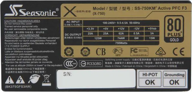Alt view image 6 of 7 - SeaSonic SS-750KM3 750W ATX12V V2.3 / EPS 12V V2.91 SLI Ready 80 PLUS GOLD Certified Full Modular Active PFC Power Supply New 4th Gen CPU Certified Haswell Ready