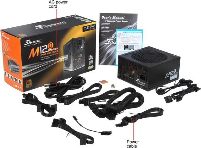 Alt view image 8 of 8 - SeaSonic M12II 520 Bronze EVO Edition 520W ATX12V v2.3 / EPS 12V v2.91 SLI 80 PLUS BRONZE Certified Full Modular Active PFC Power Supply