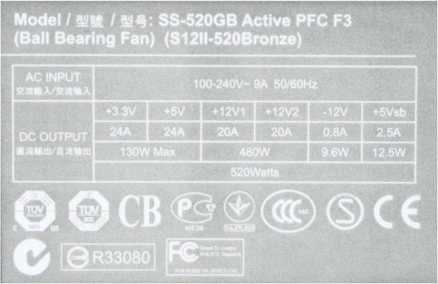 Alt view image 6 of 7 - SeaSonic S12II 520 Bronze 520 W ATX12V V2.3 / EPS 12V V2.91 80 PLUS BRONZE Certified Active PFC Power Supply