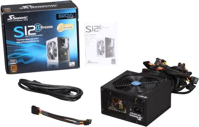 Alt view image 7 of 7 - SeaSonic S12II Series S12II 620 Bronze (SS-620GB) 620 W Intel ATX 12 V 80 PLUS BRONZE Certified Active PFC Power Supply