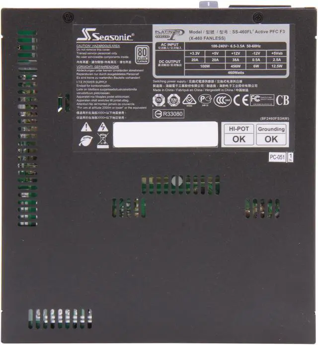 Alt view image 7 of 7 - Seasonic SS-460FL2 Active PFC F3, 460W Fanless ATX12V Fanless 80Plus PLATINUM Certified, Modular Power Supply New 4th Gen CPU Certified Haswell Ready