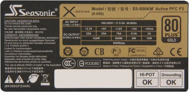 Alt view image 6 of 6 - SeaSonic X Series X-850 (SS-850KM3 Active PFC F3) 850W ATX12V v2.3 / EPS 12V v2.91 SLI Ready CrossFire Ready 80 PLUS GOLD Certified Full Modular Active PFC Power Supply New 4th Gen CPU Certified Haswell Ready