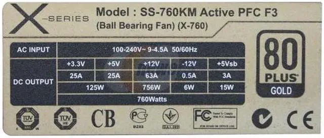Alt view image 5 of 6 - SeaSonic X760 (SS-760KM) 760W ATX12V V2.3/EPS 12V V2.91, 80Plus Gold Certified, Active PFC Power Supply